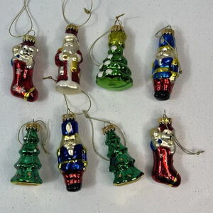 Lot of 8 Vintage G&D Blown Glass Ornaments Santa Tree Stockings Soldier Delicate